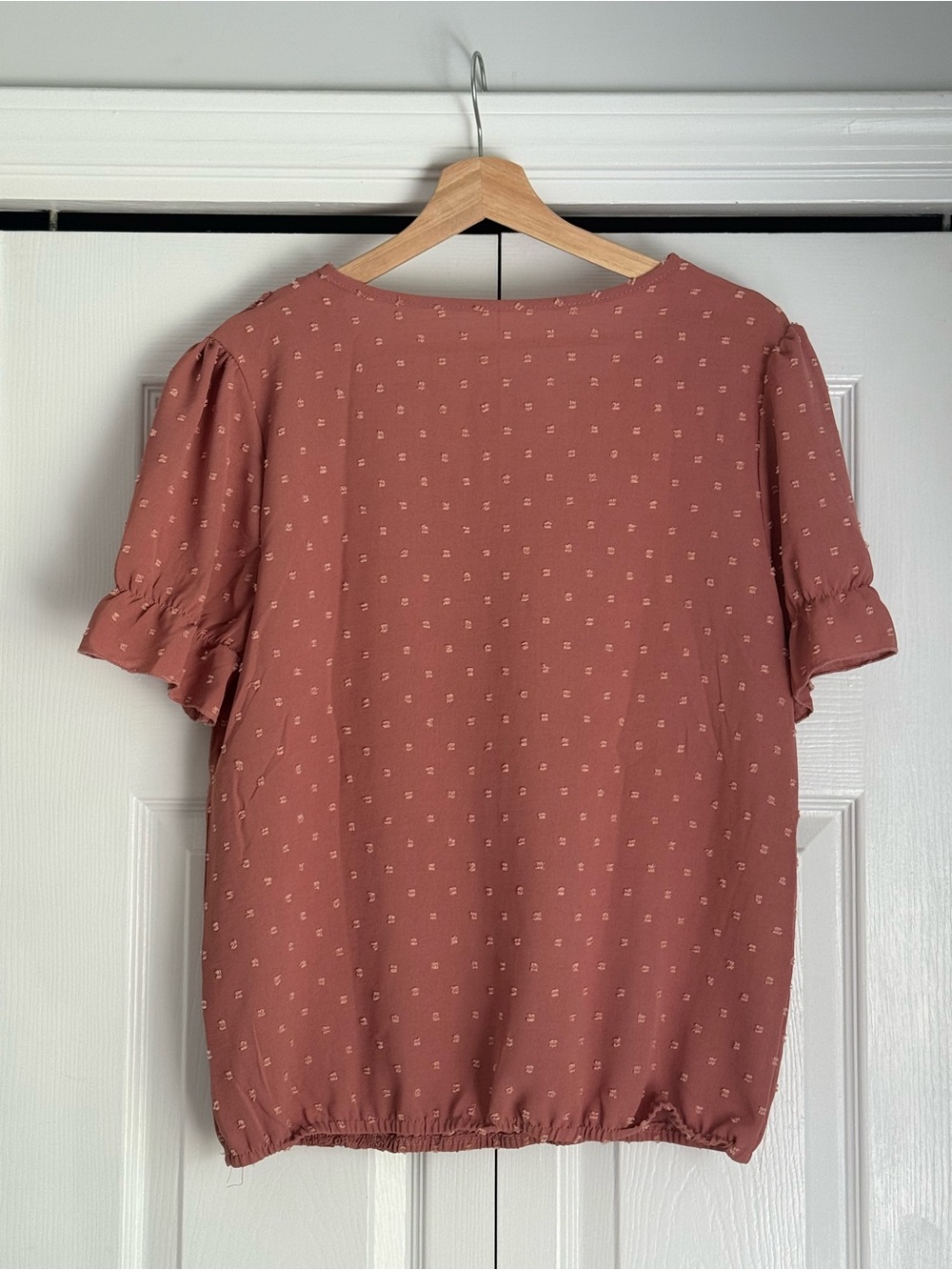 Womens Lace Trim V-Neck Blouse - Dusty Rose - Picture 2 of 2